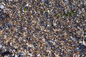 Beach sand nature light and shadow texture background. top view.