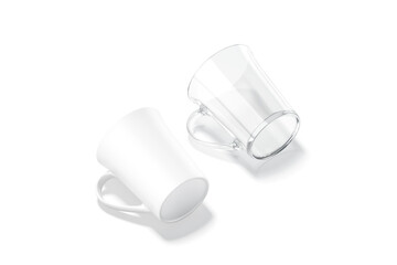 Blank ceramic and glass bell-shaped 11oz mug mockup lying bottom
