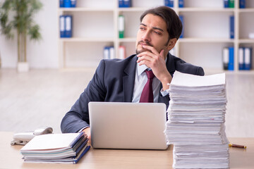 Young male employee working in the office