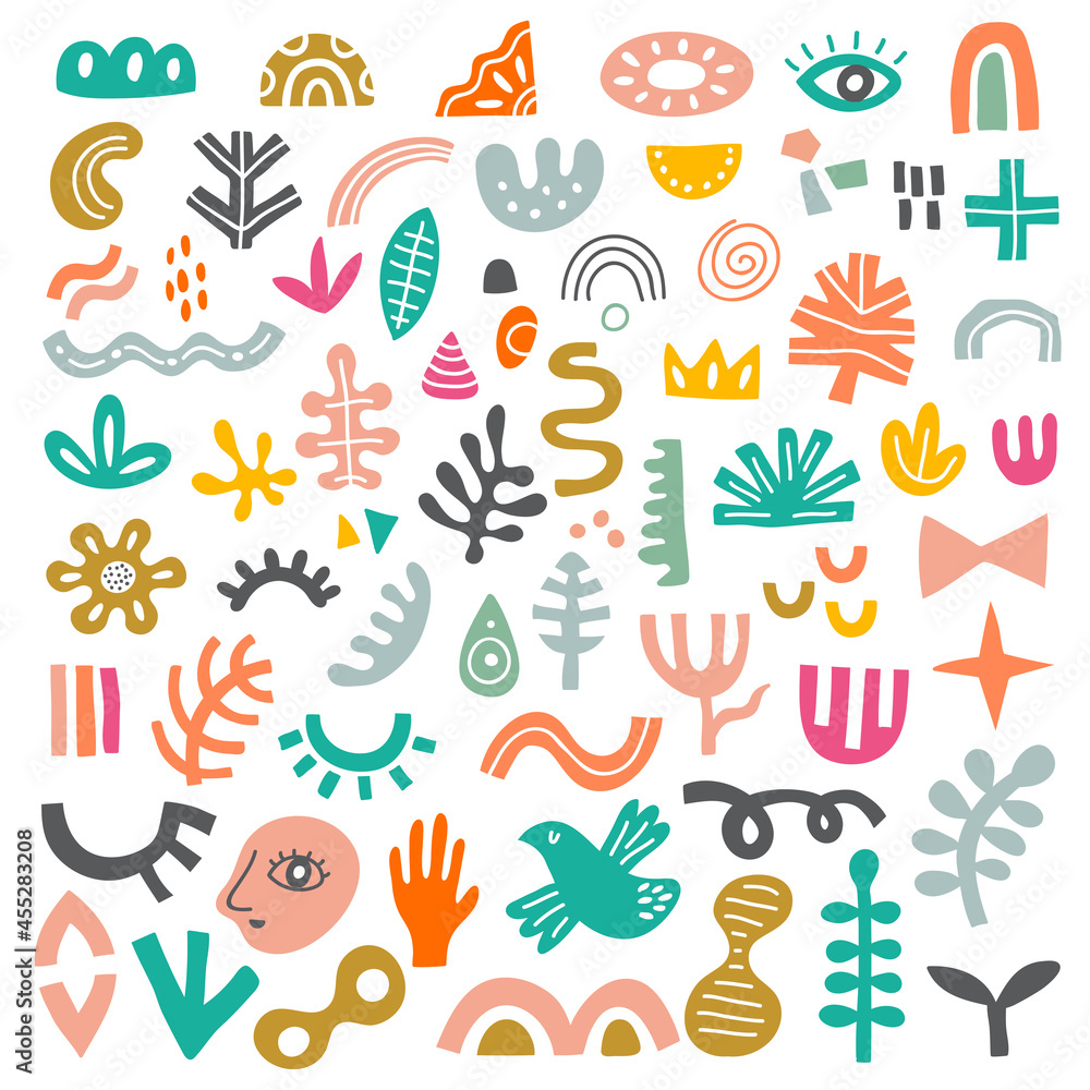 Poster modern abstract shapes. flat contemporary design forms linear fabrician prints collection recent vec