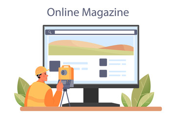 Surveyor online service or platform. Land surveying, geodesy science.