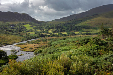 Fototapeta na wymiar River and valley Ireland. Ring of Kerry. South west coast.