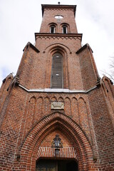 Fototapeta na wymiar Front view of The St. John's Church (St. Johannis) is a Grade II listed church building in Boek, a district of the municipality in the district of Rechlin Mecklenburg Lake District 