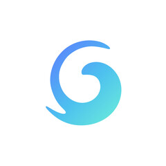 Vector modern logo design with a gradient. Asymmetric blue and cyan illustration of wave or water splash on white background