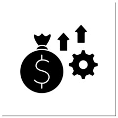 Investition glyph icon. New startup. Investing money into products. Business growth and profitability. Business concept.Filled flat sign. Isolated silhouette vector illustration