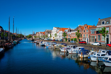 Fototapeta na wymiar View of the harbour of Delfshaven. Rotterdam, Netherlands