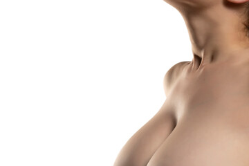 cleavage of a nude woman with large breasts