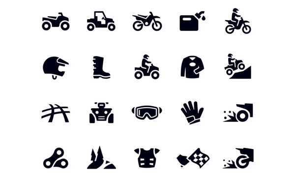  ATV, UTV and Dirt Bike Icons vector design 