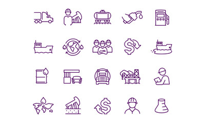  Petroleum Thin Line Icons vector design black and white 