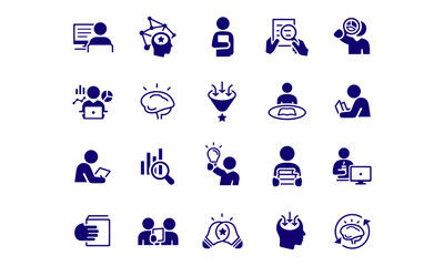  Research Icons simple vector design black and white