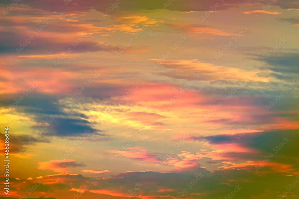 Poster dramatic sunset sky soft cloudy is gradient pastel, abstract sky background . image contain certain 