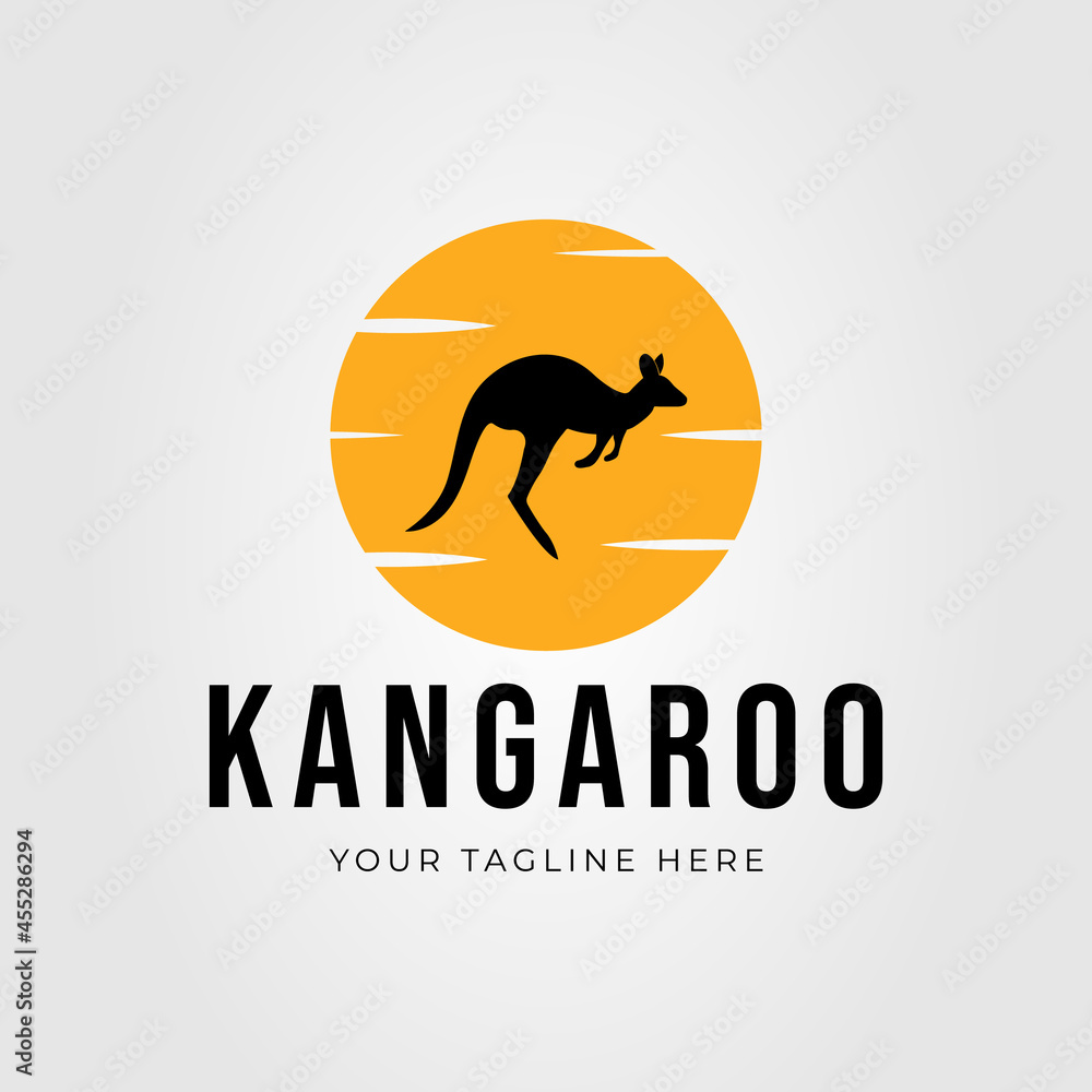 Wall mural silhouette kangaroo australia logo vector illustration design