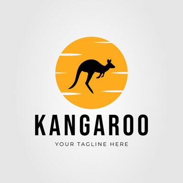 silhouette kangaroo australia logo vector illustration design