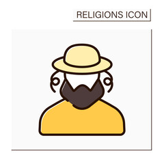 Judaism color icon. Representative of Jewish family. Ethnoreligious group and nation. Religion concept. Isolated vector illustration