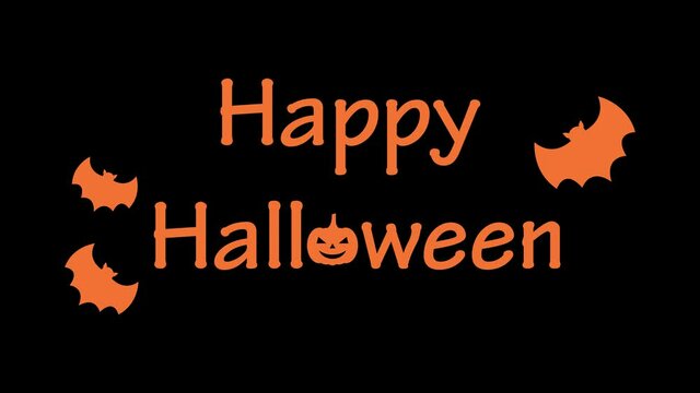 happy halloween text animation 4k video pumpking banner 