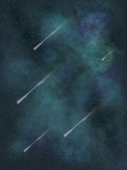 Wallpaper green galaxy with comet illustration