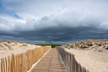 Frankreich, Gironde, Carcans, Zugang zum Strand, Sanddüne