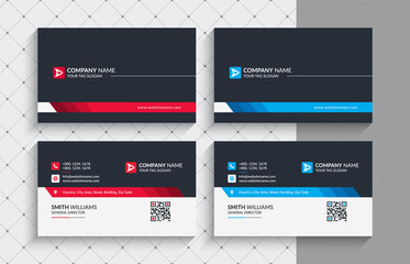 Modern Professional Business Cards. This Name Card Comes In Two Different Color Versions (Red & Blue) - Corporate Identity Template.