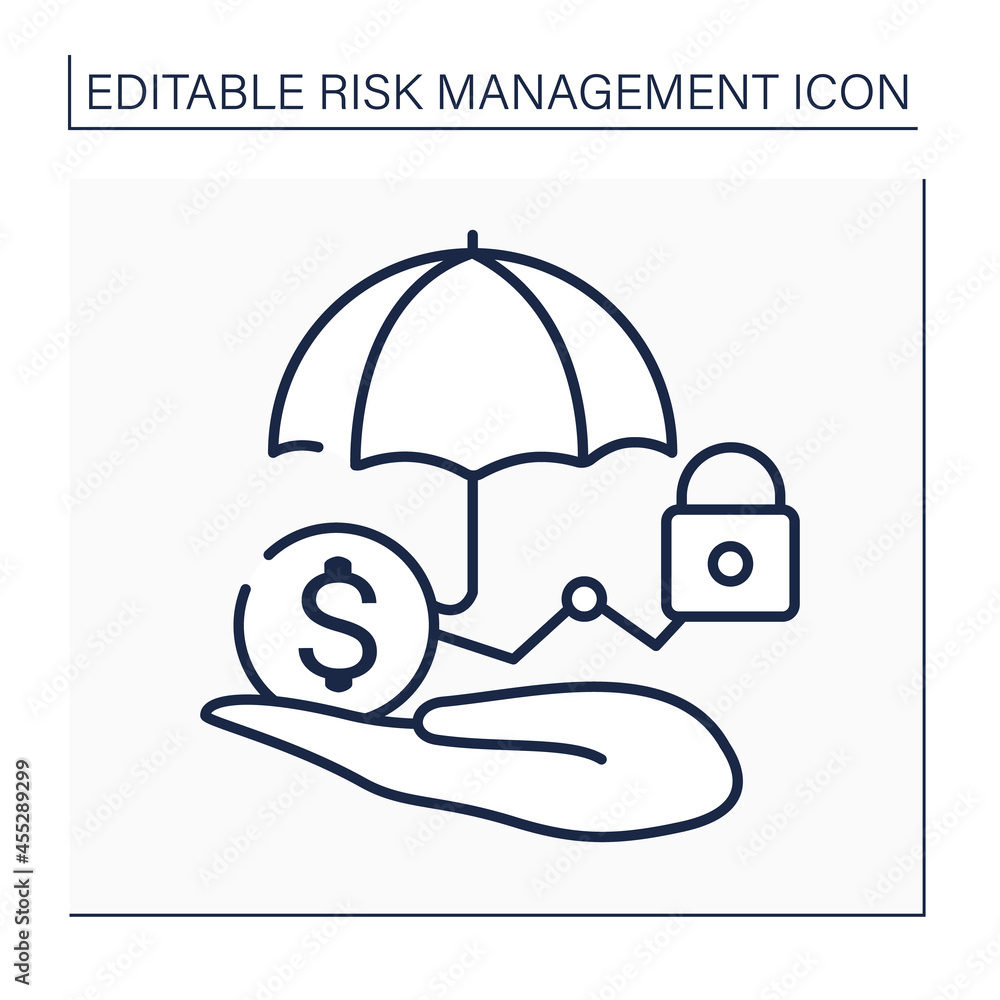 Poster risk control line icon. loss control. identifying potential losses. devises strategies to reduce or 
