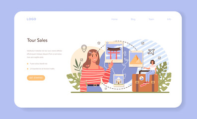 Vacation tour web banner or landing page. Idea of tourism around the world