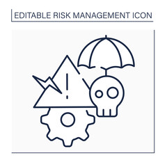 Critical risks line icon. Threats or hazards that pose strategically significant risk.Business concept. Isolated vector illustration. Editable stroke
