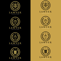 Fototapeta na wymiar Law and lawyer logo. Vector set of vintage labels, logotype and monogram templates