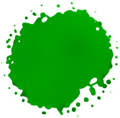Abstract paint stain with splashes green. 3d render illustration