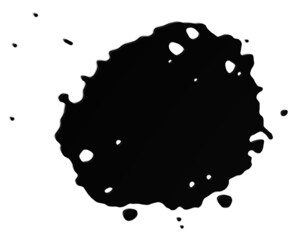 Abstract stain of paint with splashes blue. Black ink splash water. 3d render illustration.