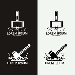 Fototapeta premium Hammer logo for construction. Repair service symbol