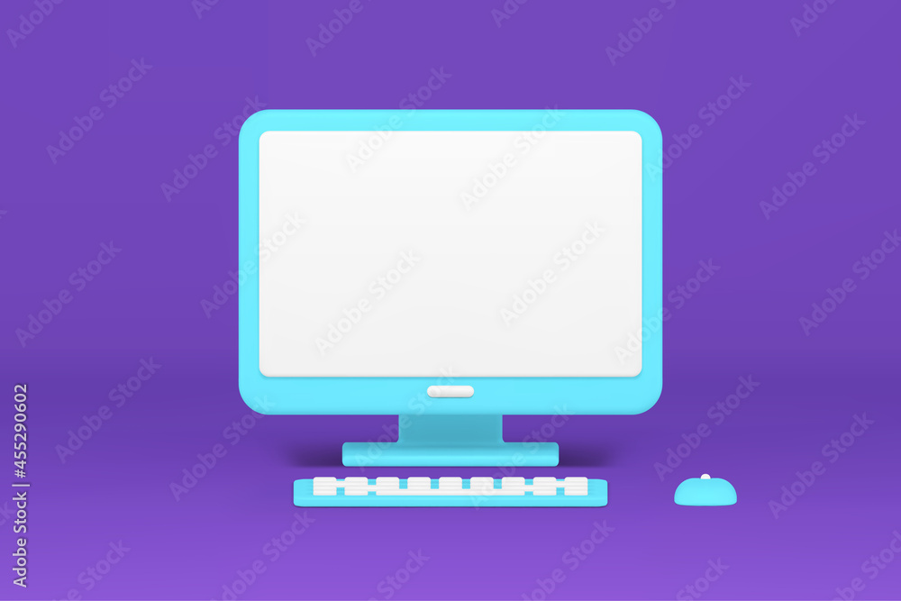 Poster computer monitor with keyboard and mouse 3d icon