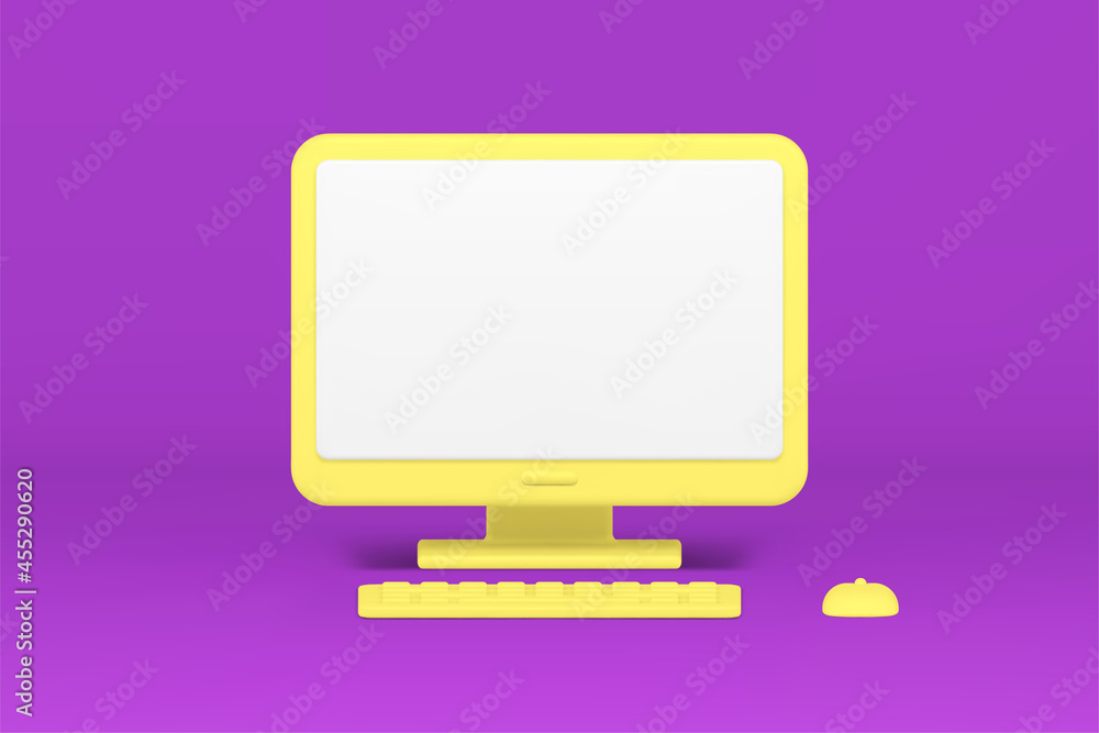 Poster monoblock computer with keyboard and mouse 3d icon