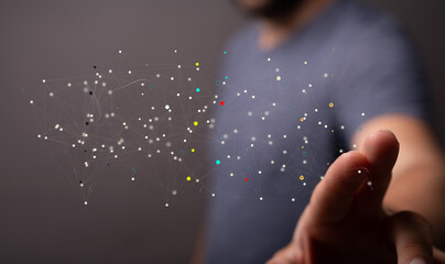 Big data and artificial intelligence concept. Machine learning and cyber mind domination