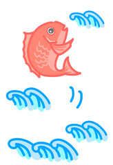 めでたい鯛の跳ねるイラスト