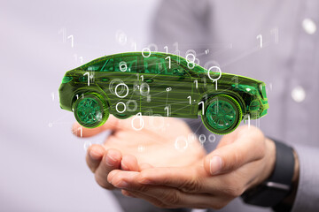 Wireframe rendering of autonomous electric car