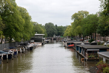 Fototapeta na wymiar View From The Zaagpoort Bridge At Amsterdam The Netherlands 2-9-2021