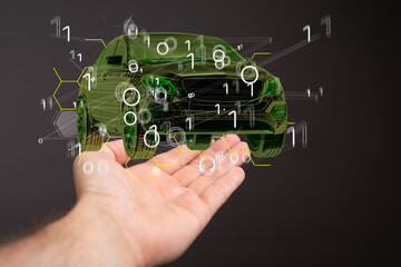 Wireframe rendering of autonomous electric car