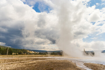 Eruption of the Old Faithful Geyser at Yellowstone National Park