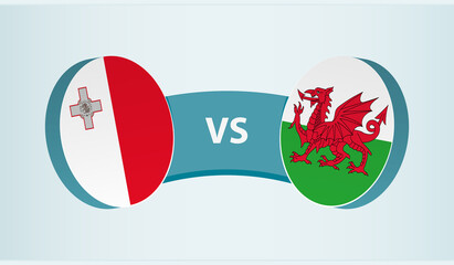 Malta versus Wales, team sports competition concept.