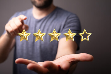 ranking and rating with businessman is touching virtua