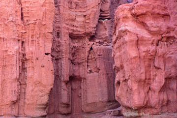 Close up of an eroded rock wall in the Quebrada de las Conchas, Argentina
