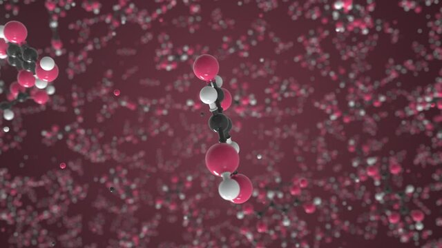 Fumaric acid molecule, scientific molecular model, looping 3d animation