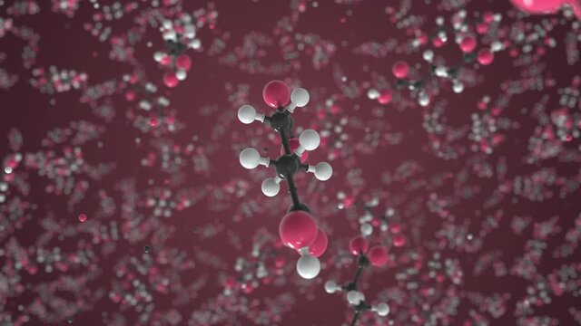 Glutaric acid molecule made with balls, conceptual molecular model. Chemical looping 3d animation