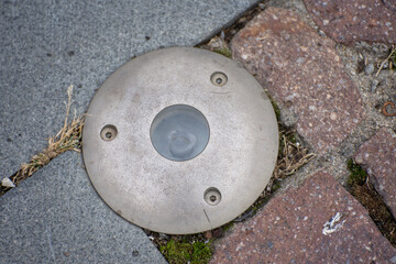  Light in pavement for street decoration in Cluj,Romania,augut, 2021