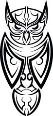 Owl outlined head tattoo tribal. Simple vector illustration.