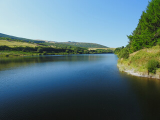lake and mountains blue sky nice 