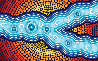 Aboriginal vector river art background
