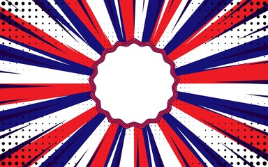 Sunlight retro faded wide background with vintage frame for text. pale beige, red, blue color burst background. Vector illustration. Sun beam ray background. Old paper. vintage poster.