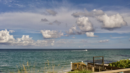 Panoramic seascape on a sunny day at Singer Island in Florida