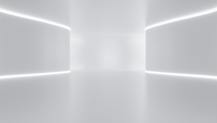Abstract Futuristic empty floor and room Sci-Fi Corridor With light for showcase,room,interior,display products.Modern Future cement floor and wall background technology interior concept.3d render