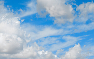White clouds on the blue sky, background